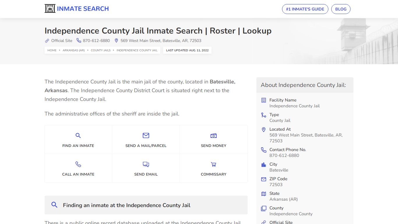 Independence County Jail Inmate Search | Roster | Lookup