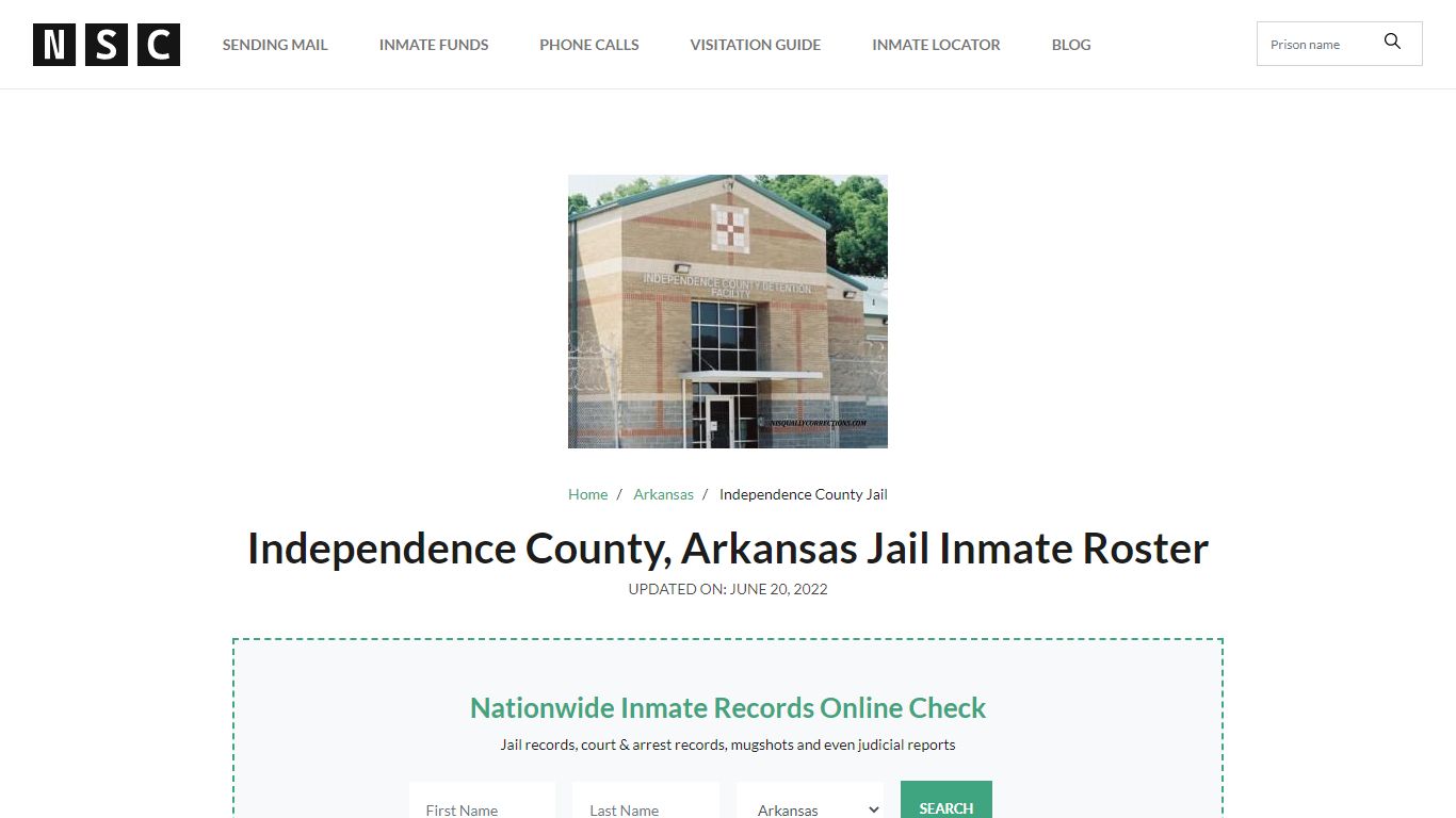 Independence County, Arkansas Jail Inmate List
