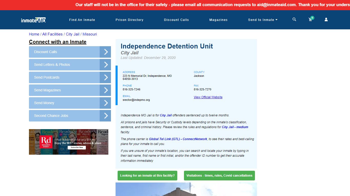 Independence Detention Unit | Inmate Locator